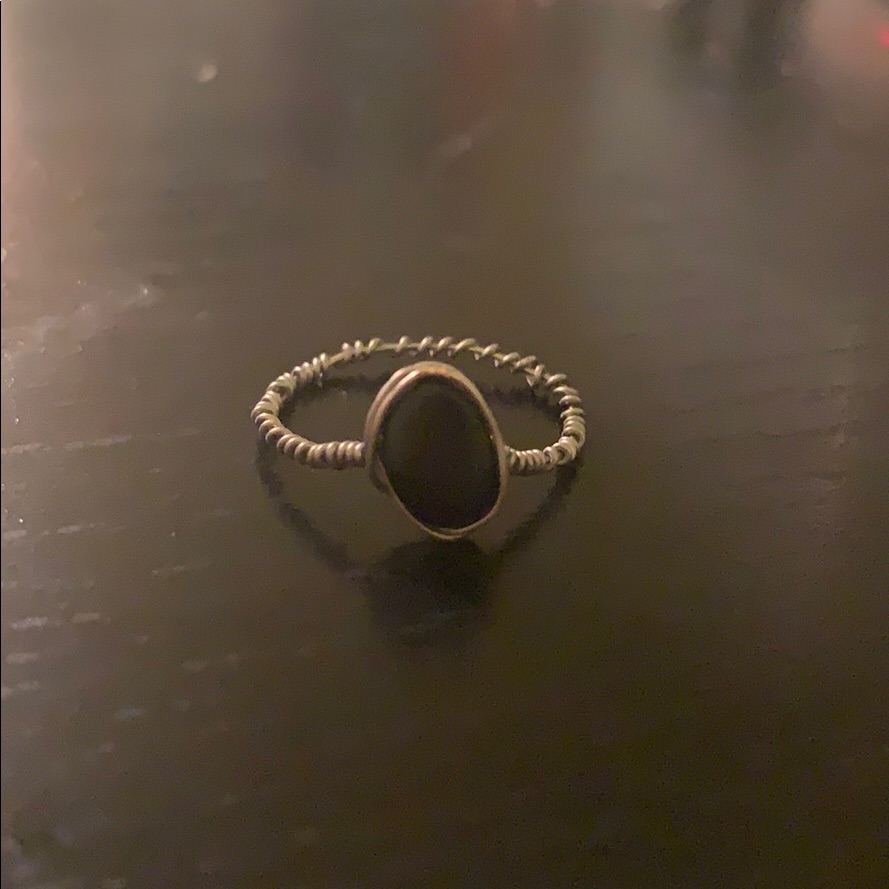 Handmade Black Quartz Ring Silver Wire 8$